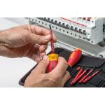 wiha Schraubendreher mit Bithalter-Set SoftFinish electric slimVario, 4-teilig (rot/gelb, Stubby mit slimBits)