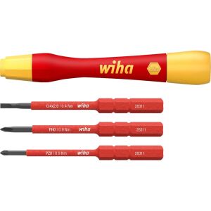 wiha Schraubendreher mit Bithalter-Set PicoFinish electric slimVario (rot/gelb, 4-teilig, mit slimBits)