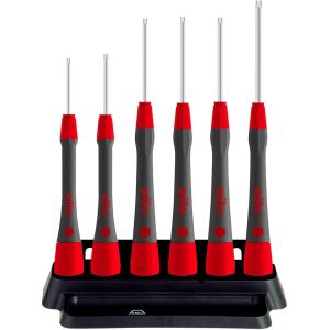 wiha Feinschraubendreher-Set PicoFinish (grau/rot, 7-teilig, inkl. Halter)