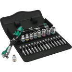 Wera 8100 SA 9 Zyklop Speed-Knarrensatz, zöllig, 1/4" (schwarz/grün, 28-teilig, Speed-Knarre mit schwenkbarem Kopf)