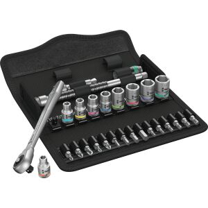 Wera 8100 SA 10 Zyklop Metal-Knarrensatz, zöllig, 1/4" (schwarz/grün, 28-teilig, Vollmetallknarre mit Durchsteckvierkant)