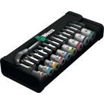 Wera 8100 SA 10 Zyklop Metal-Knarrensatz, zöllig, 1/4" (schwarz/grün, 28-teilig, Vollmetallknarre mit Durchsteckvierkant)