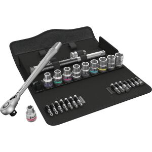 Wera 8100 SC 11 Zyklop Metal-Knarrensatz, zöllig, 1/2" (schwarz/grün, 28-teilig, Vollmetall-Umschaltknarre)