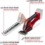 Einhell Power X-Change Akku-Grasschere/ -Strauchschere GE-CG 18/100 Li-Solo, 18Volt (rot/schwarz, ohne Akku und Ladegerät)