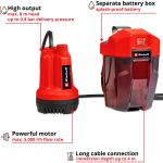 Einhell Power X-Change Akku-Klarwasserpumpe GE-SP 18 Li-Solo,18Volt, Tauch- / Druckpumpe (rot/schwarz, ohne Akku und Ladegerät)