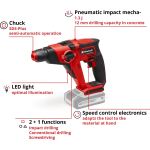 Einhell Power X-Change Akku-Bohrhammer TE-HD 18/12 Li - Solo, 18Volt (rot/schwarz, ohne Akku und Ladegerät)