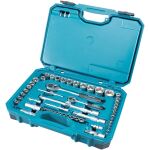 Makita Handwerkzeug-Set E-10883, 221-teilig (blau, inkl. 2 Umschalt-Knarren, 1/4" und 1/2")