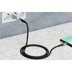 Goobay USB 2.0 Kabel, USB-A Stecker > USB-C Stecker (grau/silber, 1 Meter, Textilkabel mit Metallsteckern)