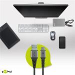 Goobay USB 2.0 Kabel, USB-A Stecker > USB-C Stecker (grau/silber, 1 Meter, Textilkabel mit Metallsteckern)