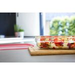 EMSA CLIP & CLOSE Glas-Frischhaltedose 0,8 Liter (transparent/rot, quadratisch)
