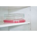 EMSA CLIP & CLOSE Glas-Frischhaltedose 0,8 Liter (transparent/rot, quadratisch)