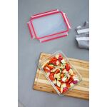 EMSA CLIP & CLOSE Glas-Frischhaltedose 0,8 Liter (transparent/rot, quadratisch)