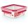EMSA CLIP & CLOSE Glas-Frischhaltedose 0,8 Liter (transparent/rot, quadratisch)