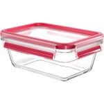 EMSA CLIP & CLOSE Glas-Frischhaltedose 0,85 Liter (transparent/rot, rechteckig)