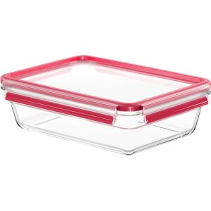 EMSA CLIP & CLOSE Glas-Frischhaltedose 2,0 Liter (transparent/rot, rechteckig)