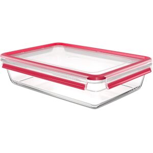 EMSA CLIP & CLOSE Glas-Frischhaltedose 3,0 Liter (transparent/rot, rechteckig)