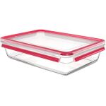 EMSA CLIP & CLOSE Glas-Frischhaltedose 3,0 Liter (transparent/rot, rechteckig)