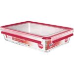 EMSA CLIP & CLOSE Glas-Frischhaltedose 3,0 Liter (transparent/rot, rechteckig)
