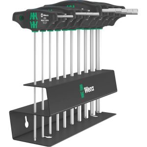Wera 454/10 HF Set Imperial 2 Quergriff-Schraubendreher + Rack, 10-teilig (schwarz/grün, zöllig, mit Haltefunktion)