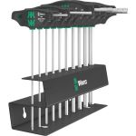 Wera 454/10 HF Set Imperial 2 Quergriff-Schraubendreher + Rack, 10-teilig (schwarz/grün, zöllig, mit Haltefunktion)