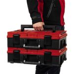 Einhell Systemkoffer E-Case S-F incl. grid foam (schwarz/rot, mit Rasterschaumstoffeinlage)