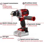 Einhell Professional Akku-Bohrschrauber TP-CD 18/60 Li BL - Solo, 18Volt (rot/schwarz, ohne Akku und Ladegerät)