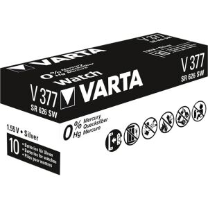 Varta Silberoxid-Knopfzelle 377 (silber, 10 Stück)