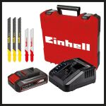 Einhell Power X-Change Akku-Stichsäge TC-JS 18 Li, 18Volt (rot/schwarz, Li-Ionen Akku 2,5Ah, Koffer E-Box Basic)