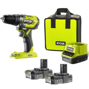 RYOBI ONE+ Akku-Schlagbohrschrauber R18PD5-220S, 18Volt (grün/schwarz, 2x Li-Ionen Akku 2,0Ah)