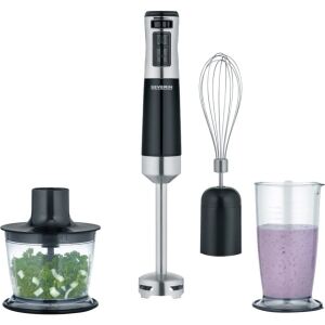 Severin Stabmixer SM 3772 (schwarz/edelstahl, 600 Watt, mit Zerkleinerer und Schneebesen)