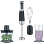 Severin Stabmixer SM 3772 (schwarz/edelstahl, 600 Watt, mit Zerkleinerer und Schneebesen)