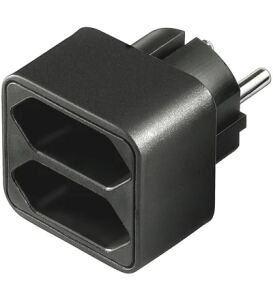 Goobay Stromadapter 1x Schutzkontakt > 2x Euro (schwarz, platzsparende Verteilersteckdose)