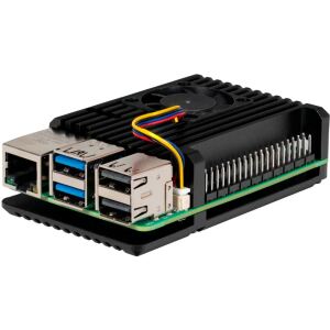 JYT Aluminiumgehäuse für Raspberry Pi 5 (schwarz, Armor Case Block Active)