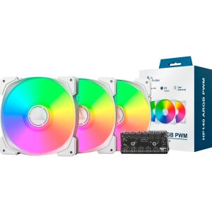 Montech HP140 ARGB PWM 140x140x25 (weiß, 3er Pack, 140 mm)