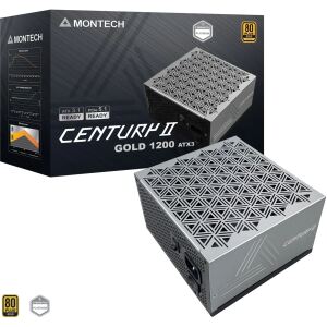 Montech CENTURY II 1200 (silber, 1x 12-Pin High Power GPU, 6x PCIe, Kabelmanagement, 1200 Watt)