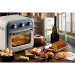 Ariete Heißluftfritteuse und Mini-Ofen 3in1 Vintage Blue (weiß/hellblau, 1.350 Watt, Garraum 16 Liter, mit Sichtfenster)