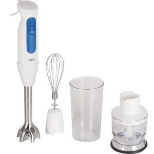Braun Houshold Stabmixer MultiQuick 3 MQ30202M (weiß/blau, 900 Watt, mit Zerkleinerer und Schneebesen)