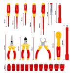 Einhell-KWB E-Case Werkzeugkoffer Elektrik-VDE, 24-teilig (rot/gelb, mit Werkzeug-Sortiment für Elektriker)