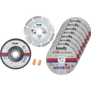 Einhell-KWB Trennscheiben Starter-Set, Ø 125mm, 10-teilig (für Winkelschleifer, in Aufbewahrungsdose)