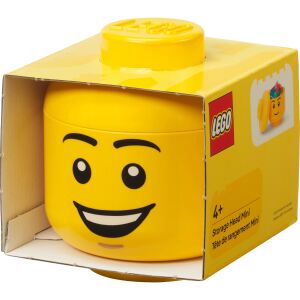 Room Copenhagen LEGO Storage Head "Happy Boy", mini (gelb)