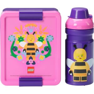 Room Copenhagen LEGO Lunch-Box Set Bee (lila/pink, 2-teilig, mit Trinkflasche)