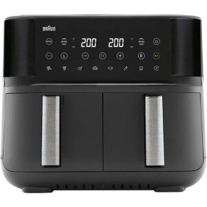 Braun Houshold Heißluftfritteuse TwinCook 3, TD 3030I (schwarz (matt), 2.850 Watt, 2 Körbe je 4 Liter)