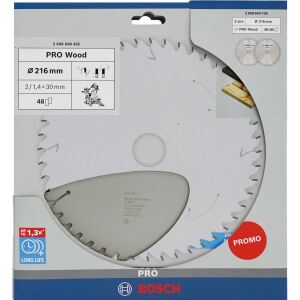 Bosch Power Tools PRO Wood Kreissägeblatt 216 mm (2 Stück, Promo-Pack)