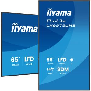 iiyama LH6575UHS-B2AG Signage-Display Digital Signage Flachbildschirm 163,8 cm (64.5") LCD WLAN 500 cd/m² 4K Ultra HD Schwarz Eingebauter Prozessor Android 11 24/7