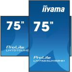 iiyama LH7565UHSB-B1 Signage-Display Kiosk-Design 189,2 cm (74.5") LED WLAN 800 cd/m² 4K Ultra HD Schwarz Eingebauter Prozessor Android 11 24/7
