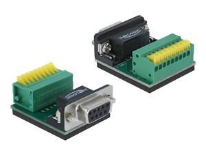 DELOCK Terminalblock mit Drucktaster zu D-Sub 9 Pin Buchse