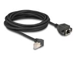 DeLOCK Netzwerk Verlängerungskabel S/FTP Stecker RJ45 Stecker 90° gewinkelt zu RJ45 Einbaubuchse Cat.6A 5 m schwarz