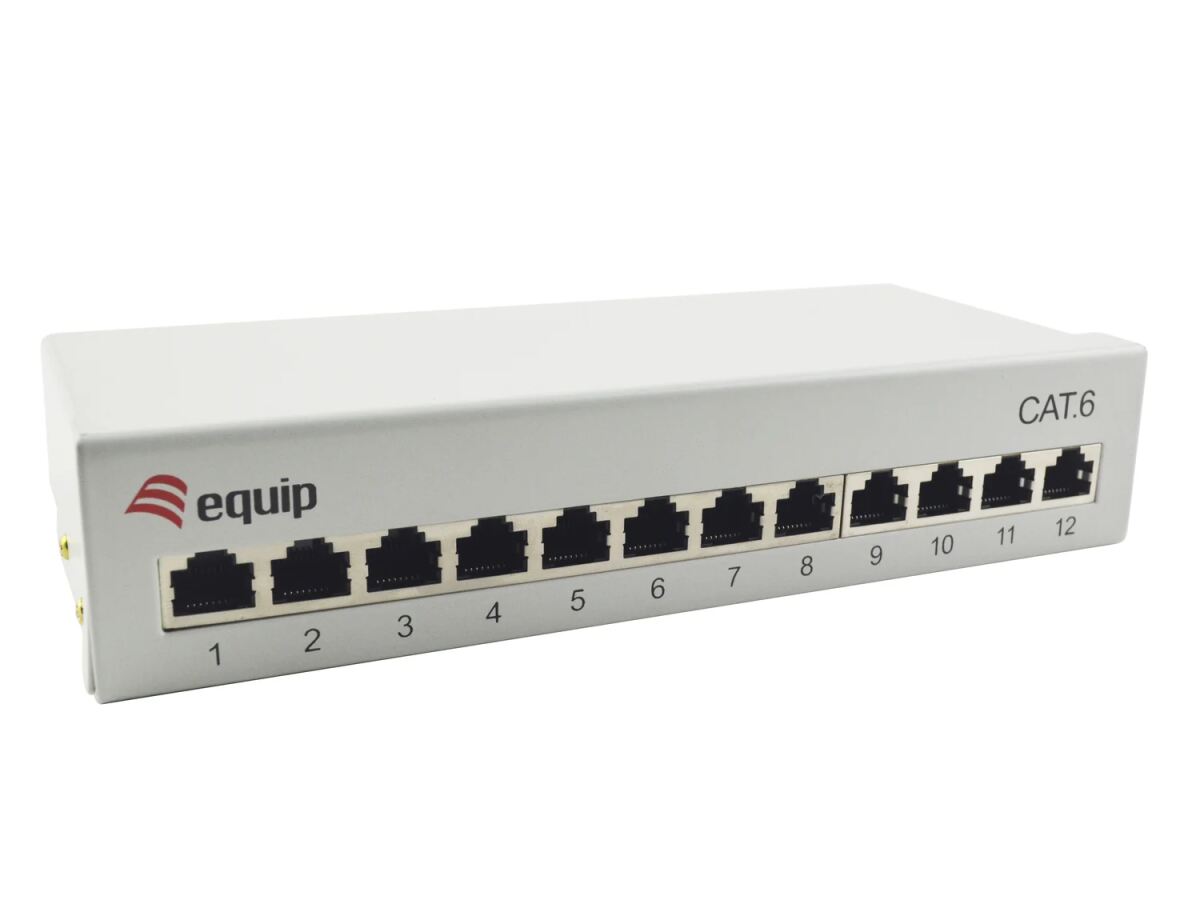 Comp U Cat Equip 12-Port Cat.6 Desktop Patch Panel, Hellgrau - JB-Compu