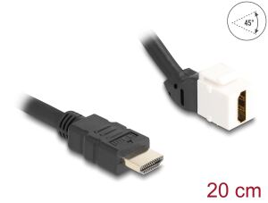 DeLOCK Keystone Modul Kabel HDMI Stecker zu Buchse 45° gewinkelt 8K 60 Hz 20 cm schwarz