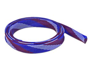 DELOCK Geflechtschlauch dehnbar 2 m x 19 mm blau-rot-weiß